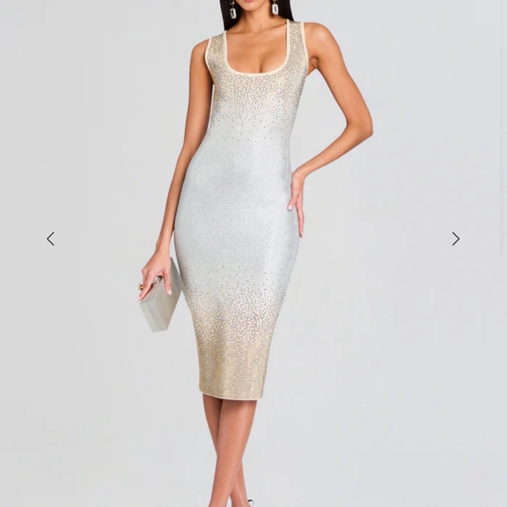 Retrofete Metallic Ombre Midi Dress in Gold and Silver